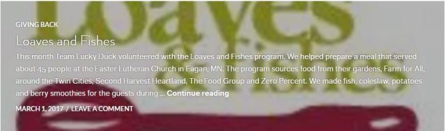 Loaves and Fishes- giving back